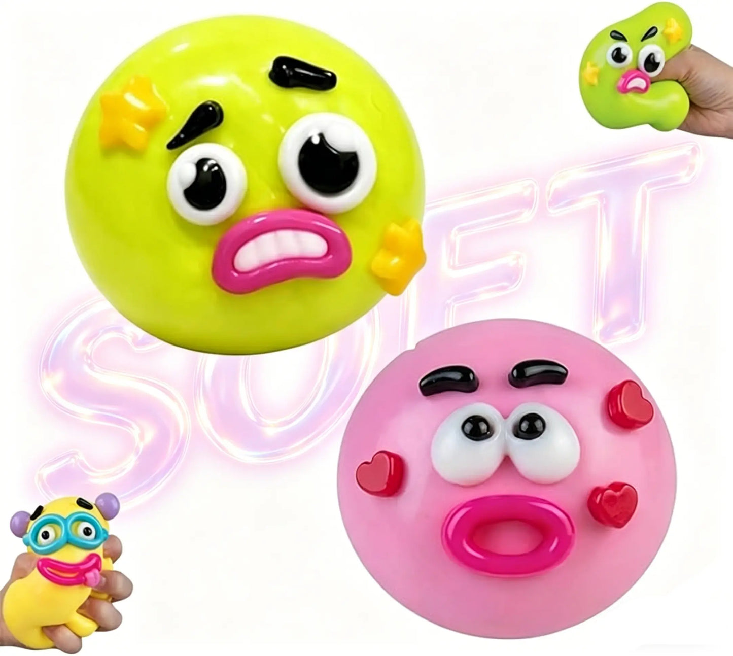 Smushers Squishy Cutie Toy - Multisensory Stress Relief Dog Face Swap, Soft Moldable Design, Safe Maltose Material, Portable Anxiety Decompression Party Favors