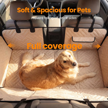 VALUXE Waterproof Dog Car Seat Cover for Large Dogs - Full-Cover Back Seat Protector, Foldable, Beige/Black