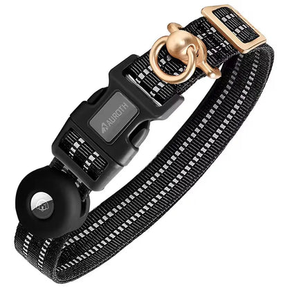 AUROTH Adjustable AirTag Dog Collar Holder for Medium to Large Dogs with Heavy-Duty D-Ring and Tangle-Free Design
