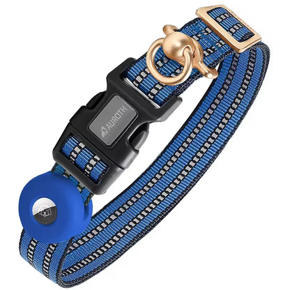 AUROTH Adjustable AirTag Dog Collar Holder for Medium to Large Dogs with Heavy-Duty D-Ring and Tangle-Free Design