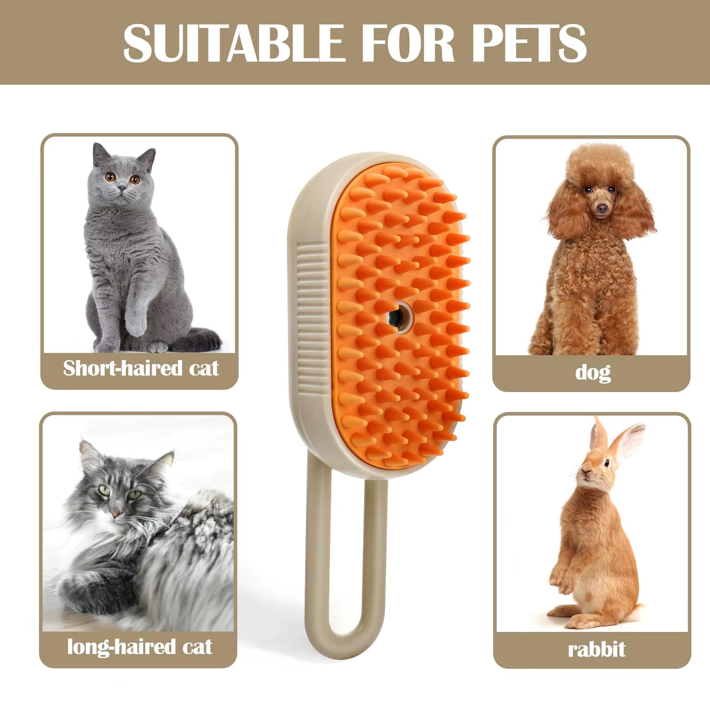 Revolutionary 3-in-1 Pet Steam Brush: Effortless Grooming, Massage, and Hair Removal for Cats and Dogs