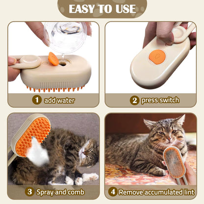 Revolutionary 3-in-1 Pet Steam Brush: Effortless Grooming, Massage, and Hair Removal for Cats and Dogs