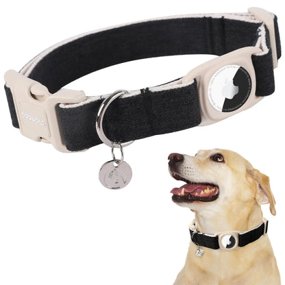 DOGWONG Heavy-Duty Cotton Hemp Dog Collar with Airtag Holder for Small to Large Dogs - Summervibes Collection