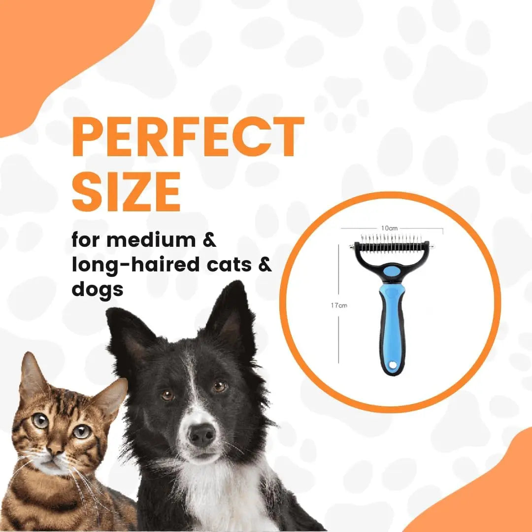 Ultimate Stainless Steel Double-Sided Pet Detangling Comb for Dogs & Cats - Grooming Shedding Brush with Optimal Blade Spacing for Effortless Matting and Fur Removal