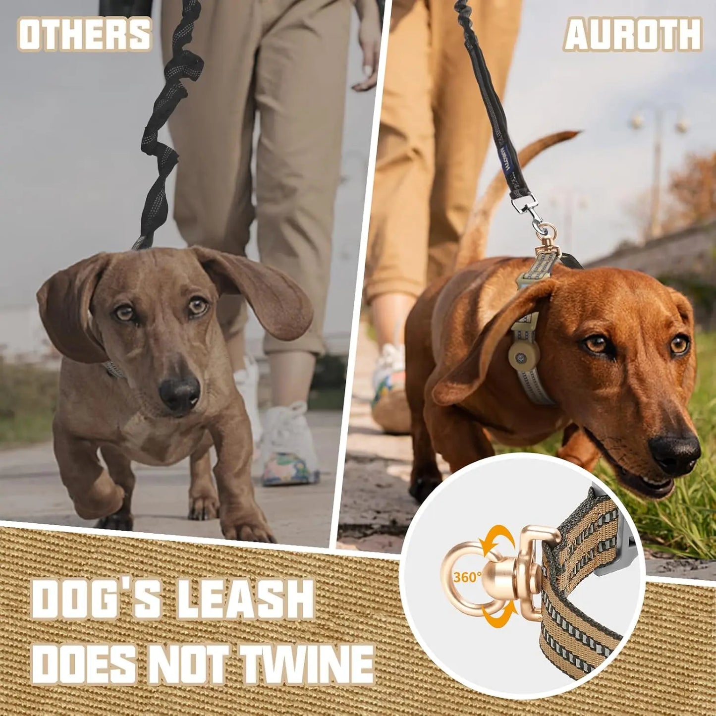AUROTH Adjustable AirTag Dog Collar Holder for Medium to Large Dogs with Heavy-Duty D-Ring and Tangle-Free Design