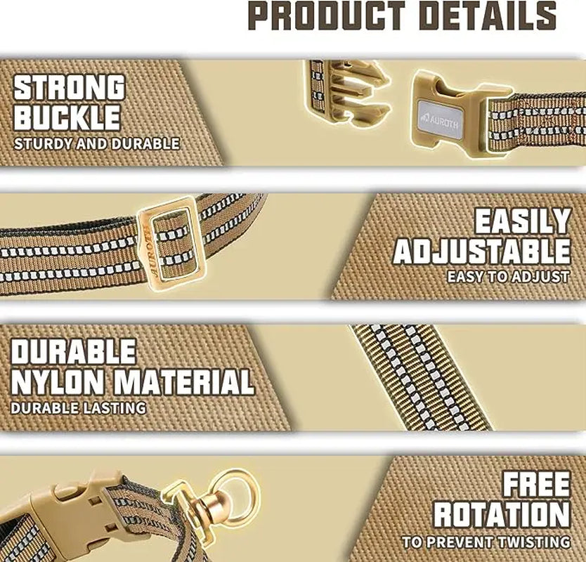 AUROTH Adjustable AirTag Dog Collar Holder for Medium to Large Dogs with Heavy-Duty D-Ring and Tangle-Free Design