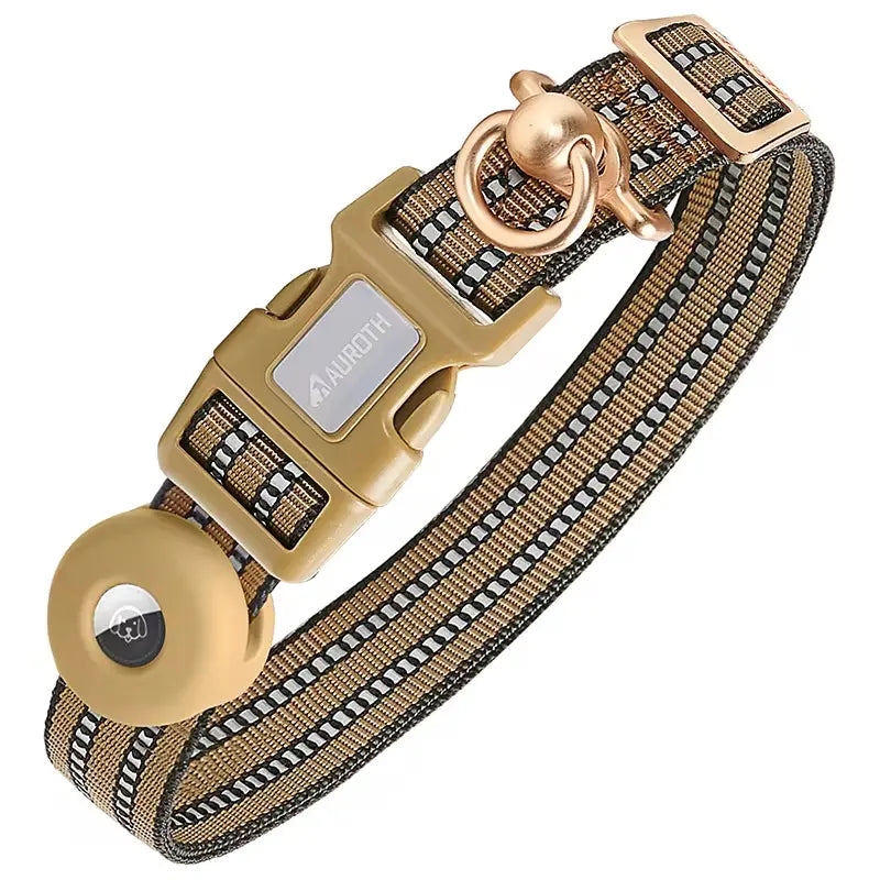 AUROTH Adjustable AirTag Dog Collar Holder for Medium to Large Dogs with Heavy-Duty D-Ring and Tangle-Free Design