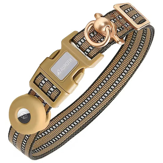 AUROTH Adjustable AirTag Dog Collar Holder for Medium to Large Dogs with Heavy-Duty D-Ring and Tangle-Free Design