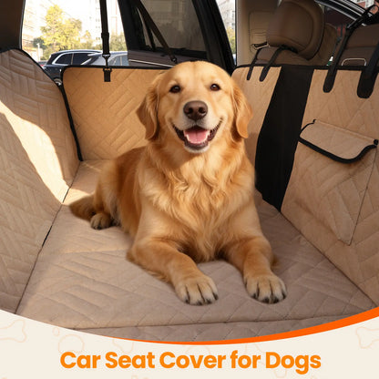 VALUXE Waterproof Dog Car Seat Cover for Large Dogs - Full-Cover Back Seat Protector, Foldable, Beige/Black