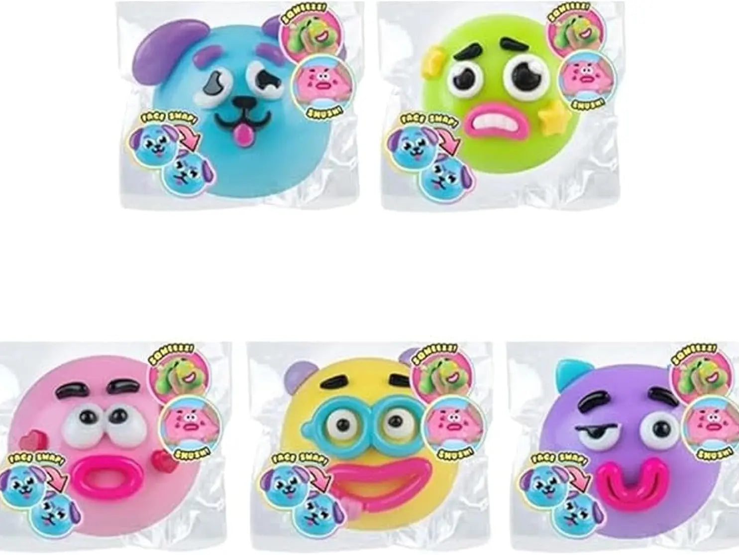Smushers Squishy Cutie Toy - Multisensory Stress Relief Dog Face Swap, Soft Moldable Design, Safe Maltose Material, Portable Anxiety Decompression Party Favors