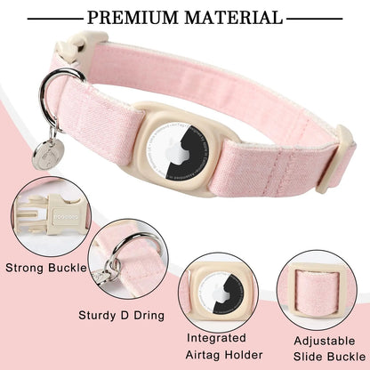 DOGWONG Heavy-Duty Cotton Hemp Dog Collar with Airtag Holder for Small to Large Dogs - Summervibes Collection